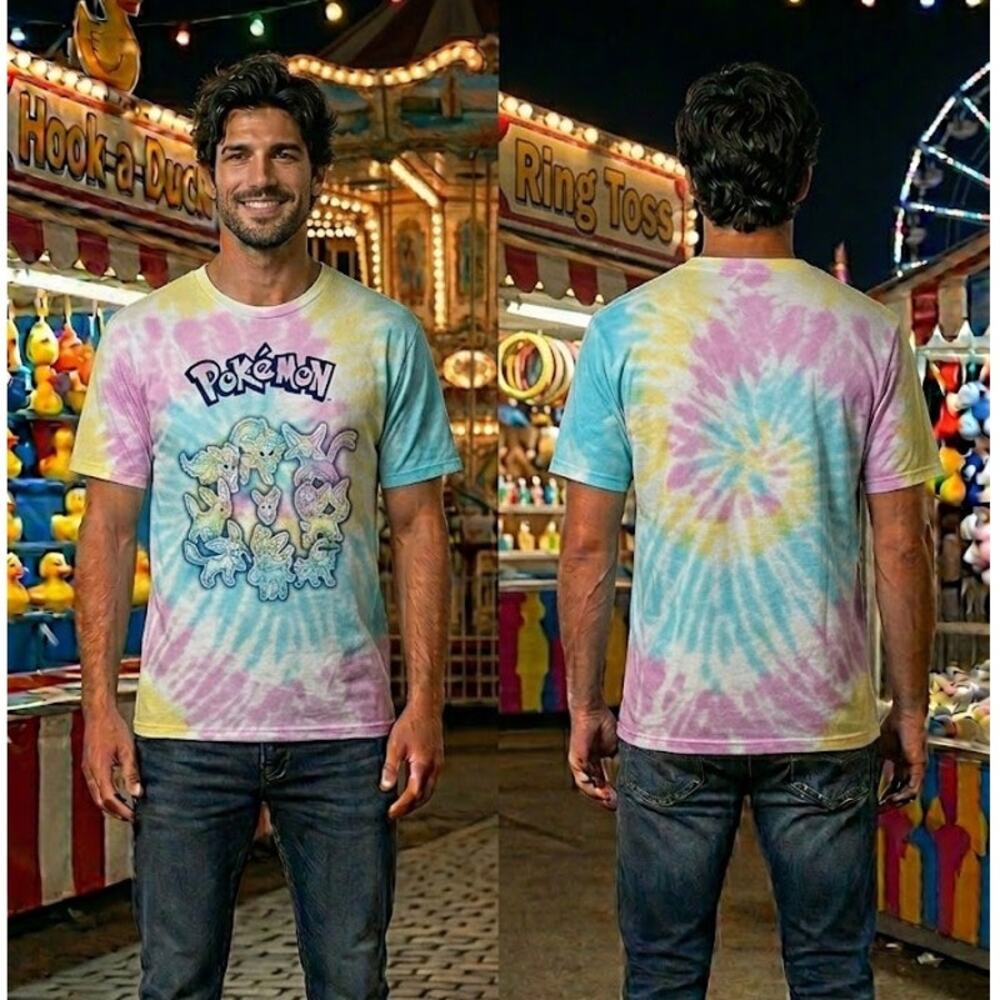 Pokémon Graphic Print Tie Dye Shirt Men’s Small 34-36 Short Sleeve Tee